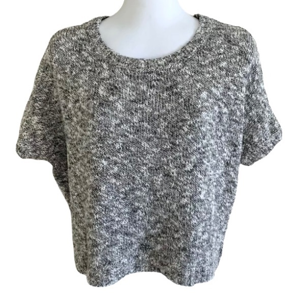 Vince. Cropped Linen Blend Short Sleeve Sweater XS